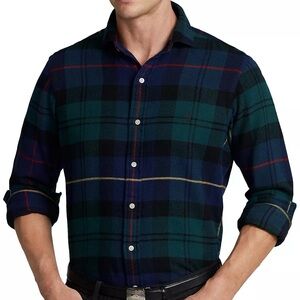 NEW POLO Ralph Lauren Men’s Classic Fit Plaid Tartan Green Twill Shirt XL